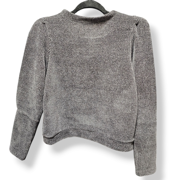 NEW 1. State Romantic Blooms Dark Heather Gray Chenille Ribbed Sweater size Med - Picture 7 of 10